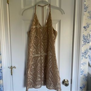 River Island Gold Embellished Mini Dress